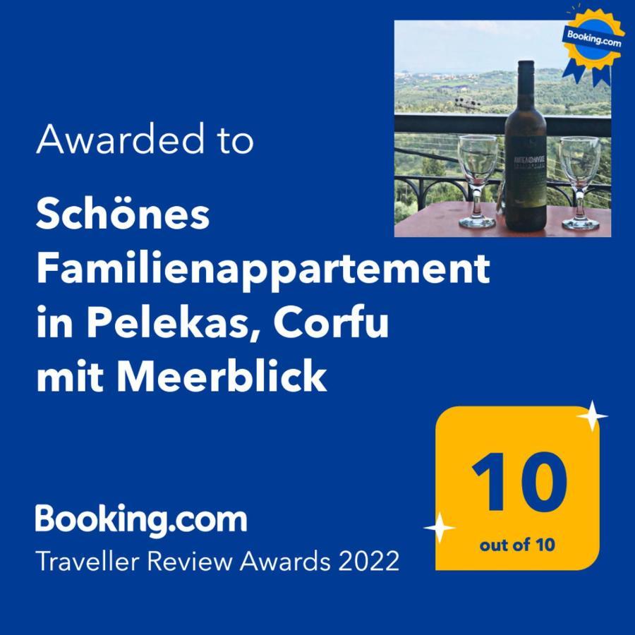 Schoenes Familienappartement In Pelekas, Corfu Mit Meerblick Eksteriør bilde