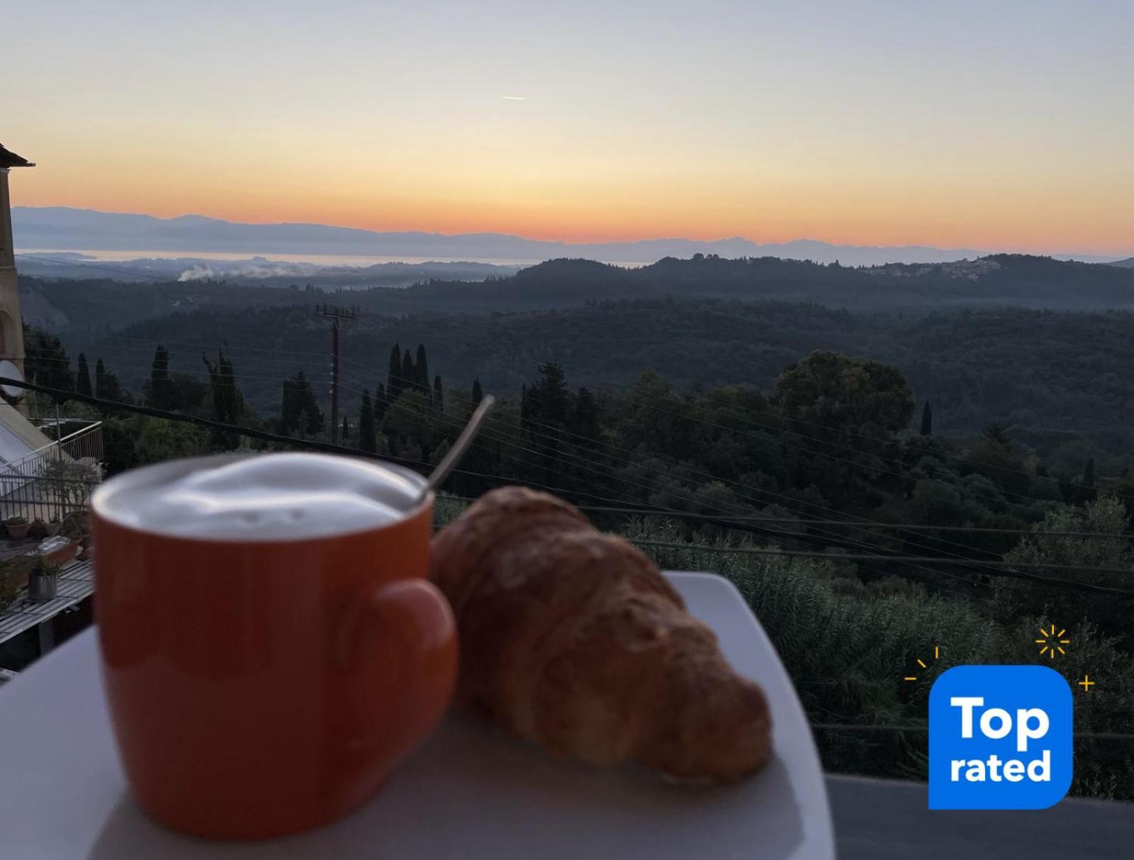Schoenes Familienappartement In Pelekas, Corfu Mit Meerblick Eksteriør bilde